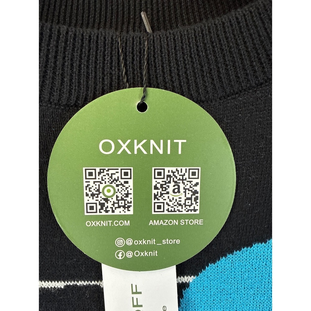 NWT OXKNIT Planet Solar System Sweater Womens S Black Retro Space Graphic Cotton - Picture 11 of 12
